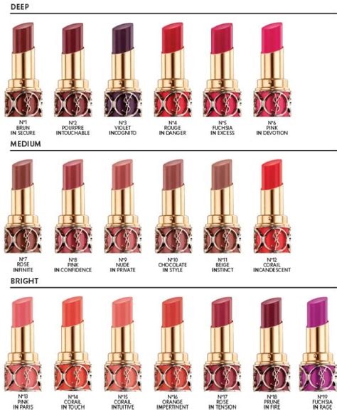 ysl lipsyick|YSL lipstick color chart.